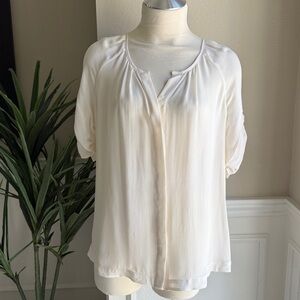 NEW Joie White Terabithia Short Sleeve Silk Shirt - Size S